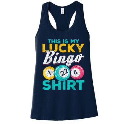 Lucky Bingo Bingo Player Hobby Gambling Funny Bingo Women's Racerback Tank