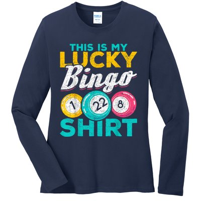 Lucky Bingo Bingo Player Hobby Gambling Funny Bingo Ladies Long Sleeve Shirt