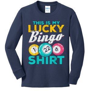 Lucky Bingo Bingo Player Hobby Gambling Funny Bingo Kids Long Sleeve Shirt