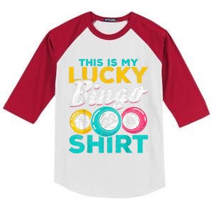 Lucky Bingo Bingo Player Hobby Gambling Funny Bingo Kids Colorblock Raglan Jersey