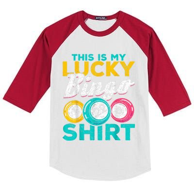 Lucky Bingo Bingo Player Hobby Gambling Funny Bingo Kids Colorblock Raglan Jersey