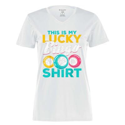 Lucky Bingo Bingo Player Hobby Gambling Funny Bingo Women's Momentum V-Neck T-Shirt