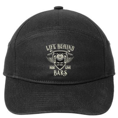Life Behind Bars Motorcycle Rider Vintage Chopper Biker Gift 7-Panel Snapback Hat