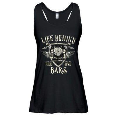 Life Behind Bars Motorcycle Rider Vintage Chopper Biker Gift Ladies Essential Flowy Tank