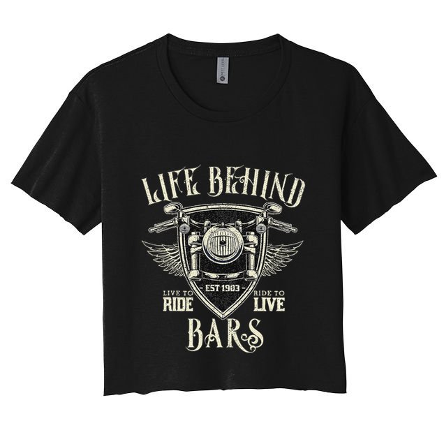 Life Behind Bars Motorcycle Rider Vintage Chopper Biker Gift Crop Top