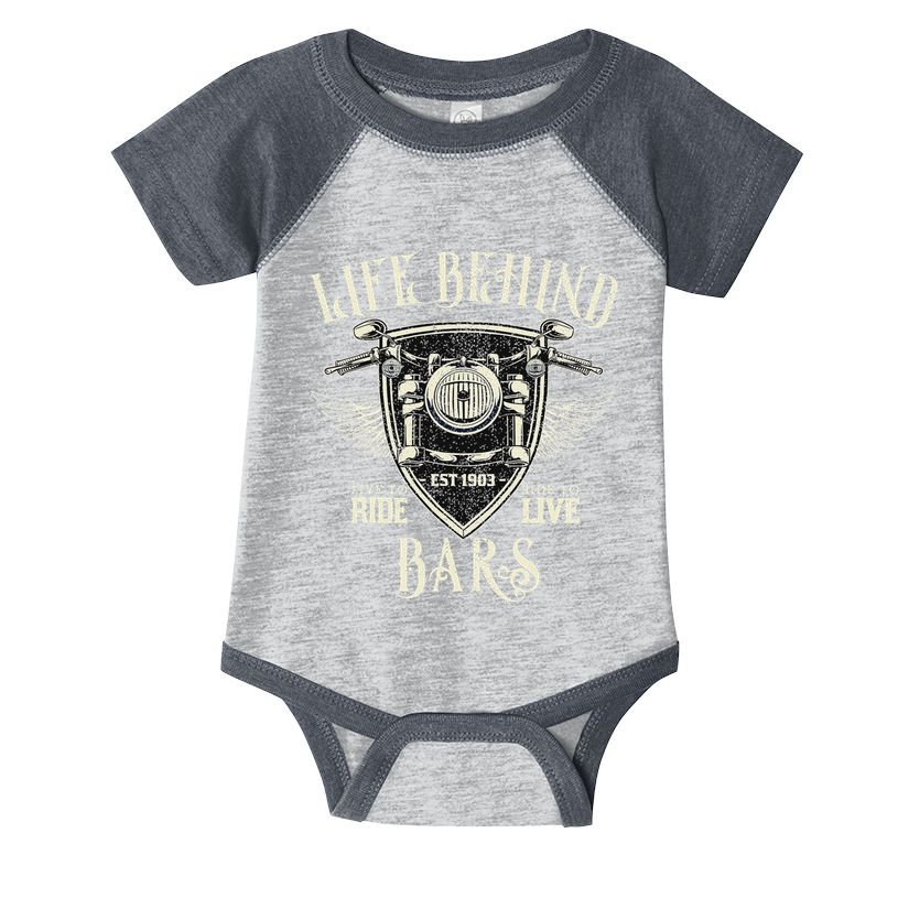 Life Behind Bars Motorcycle Rider Vintage Chopper Biker Gift Infant Baby Jersey Bodysuit