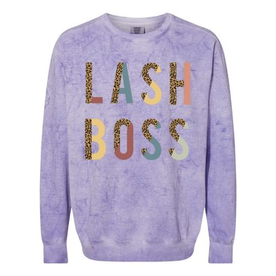 Lash Babe Boss Hustler Artist Tech Eyelash Extention Leopard Gift Colorblast Crewneck Sweatshirt