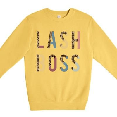 Lash Babe Boss Hustler Artist Tech Eyelash Extention Leopard Gift Premium Crewneck Sweatshirt