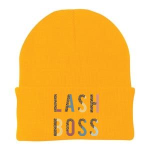 Lash Babe Boss Hustler Artist Tech Eyelash Extention Leopard Gift Knit Cap Winter Beanie