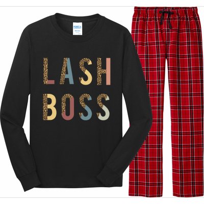 Lash Babe Boss Hustler Artist Tech Eyelash Extention Leopard Gift Long Sleeve Pajama Set