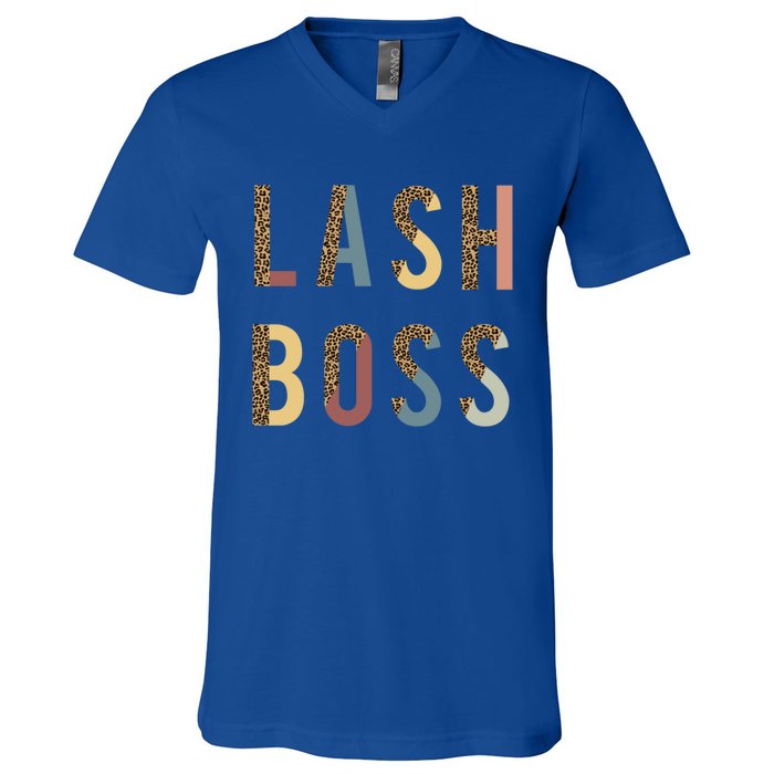 Lash Babe Boss Hustler Artist Tech Eyelash Extention Leopard Gift V-Neck T-Shirt