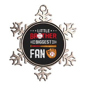 Little Brother Biggest Fan Baseball Family Metallic Star Ornament