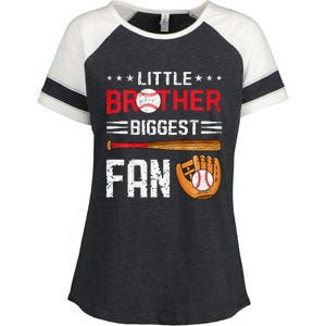 Little Brother Biggest Fan Baseball Family Enza Ladies Jersey Colorblock Tee