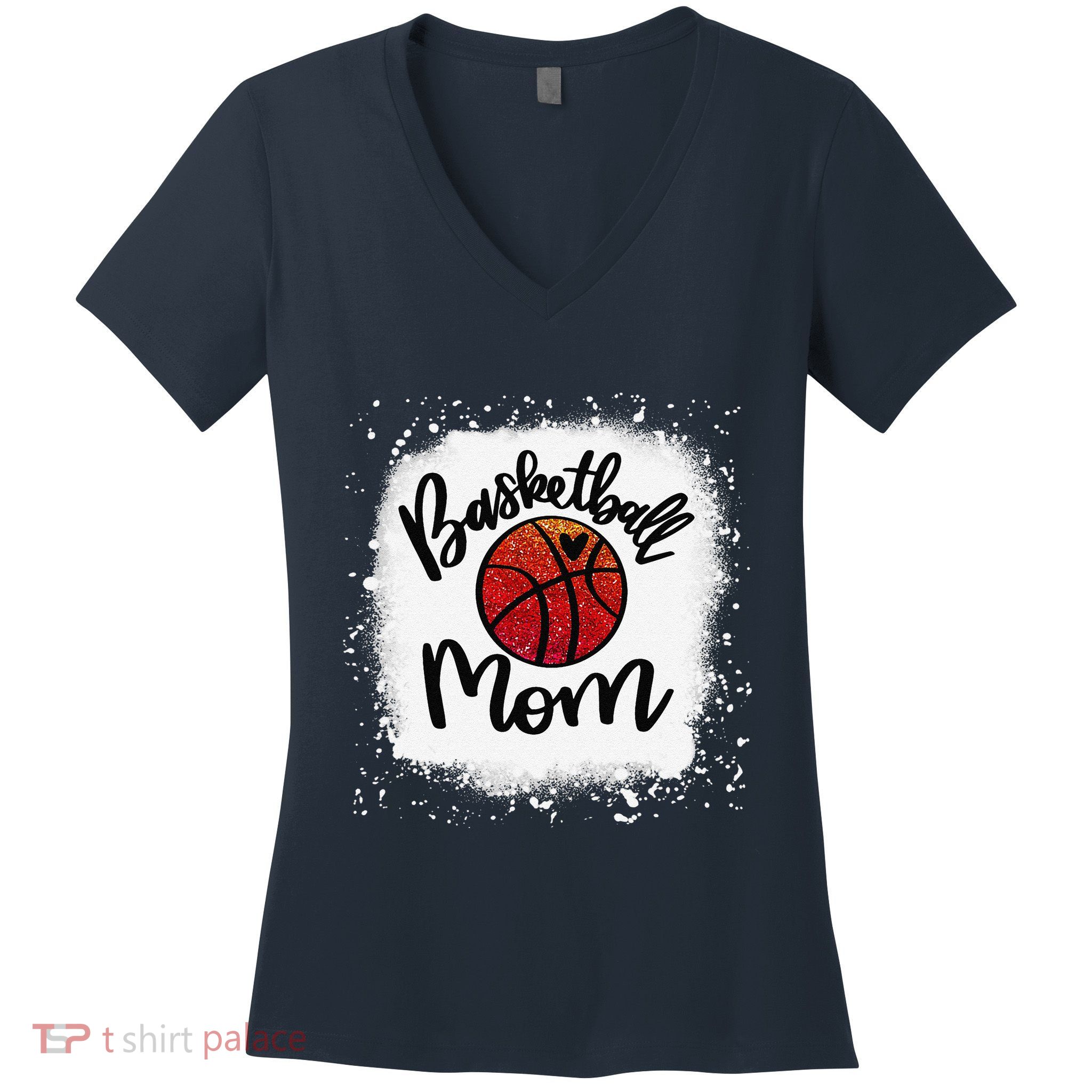 Leopard Bleached Basketball Mom Game Day Gift Women's V-Neck T-Shirt
