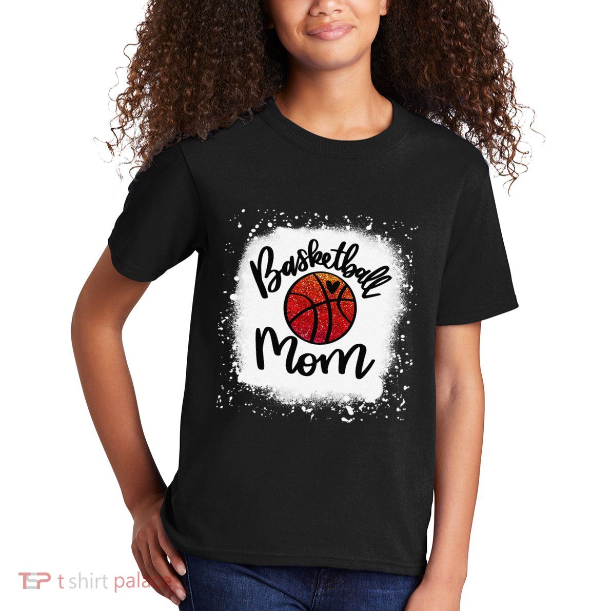 Leopard Bleached Basketball Mom Game Day Gift Kids T-Shirt