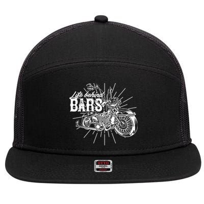 Life Behind Bars Ape Hangers Motorcycle Vintage Distressed Gift 7 Panel Mesh Trucker Snapback Hat