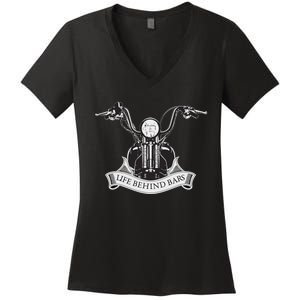 Life Behind Bars Softail Bikes Women's V-Neck T-Shirt