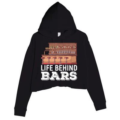 Life Behind Bars Bartender Alcohol Gift Crop Fleece Hoodie