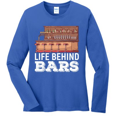 Life Behind Bars Bartender Alcohol Gift Ladies Long Sleeve Shirt