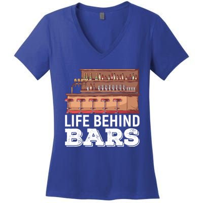 Life Behind Bars Bartender Alcohol Gift Women's V-Neck T-Shirt