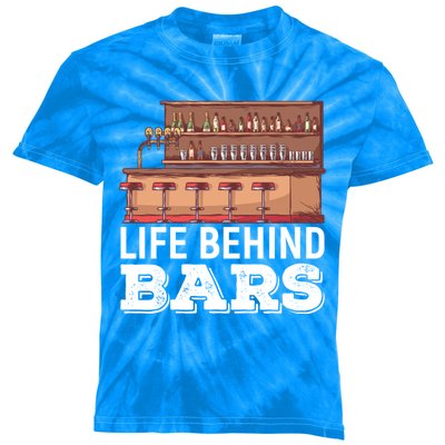 Life Behind Bars Bartender Alcohol Gift Kids Tie-Dye T-Shirt