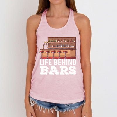 Life Behind Bars Bartender Alcohol Gift Women's Knotted Racerback Tank