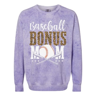 Leopard Baseball Bonus Mom Stepmother MotherS Day Colorblast Crewneck Sweatshirt