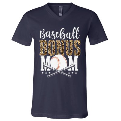 Leopard Baseball Bonus Mom Stepmother MotherS Day V-Neck T-Shirt