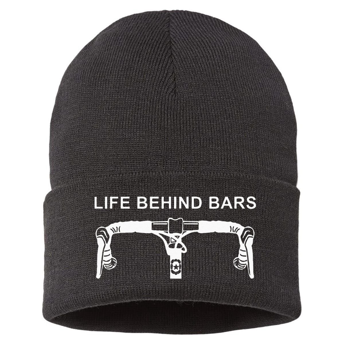 LIFE BEHIND BARS Funny Cycling Biking Sustainable Knit Beanie