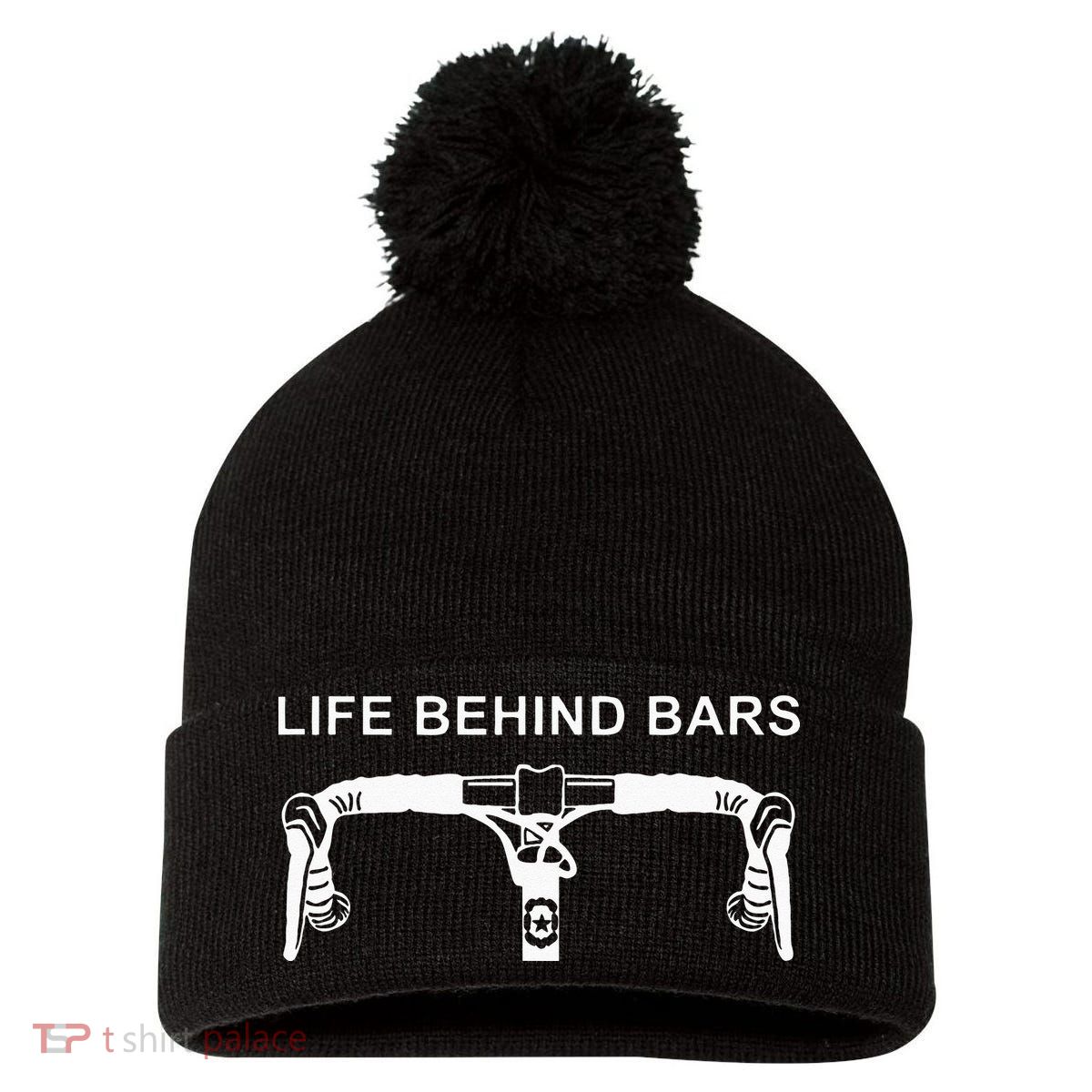 LIFE BEHIND BARS Funny Cycling Biking Pom Pom 12in Knit Beanie