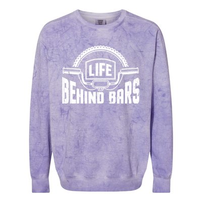 Life Behind Bars Bicycle Funny Cycling Biker Funny Gift Colorblast Crewneck Sweatshirt