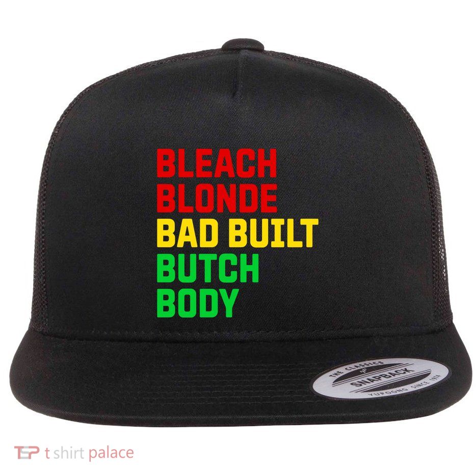 Lovedoveclarke Bleach Blonde Bad Built Botched Body Flat Bill Trucker Hat