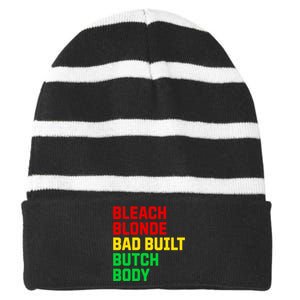 Lovedoveclarke Bleach Blonde Bad Built Botched Body Striped Beanie with Solid Band