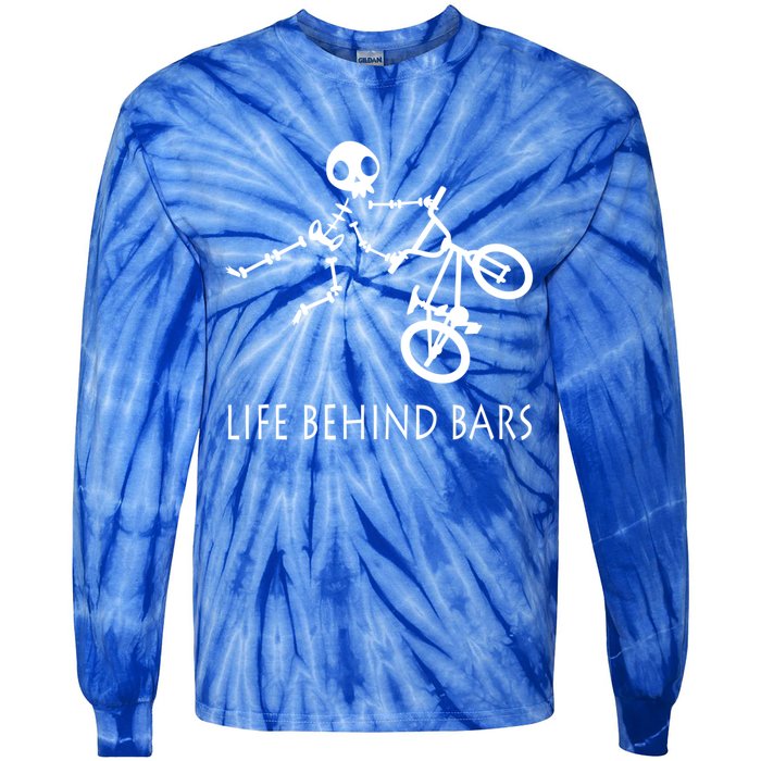 Life Behind Bars Bike Skeleton Bmx Biker Bicycle Rider Gift Tie-Dye Long Sleeve Shirt