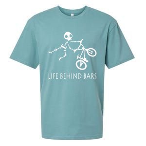 Life Behind Bars Bike Skeleton Bmx Biker Bicycle Rider Gift Sueded Cloud Jersey T-Shirt