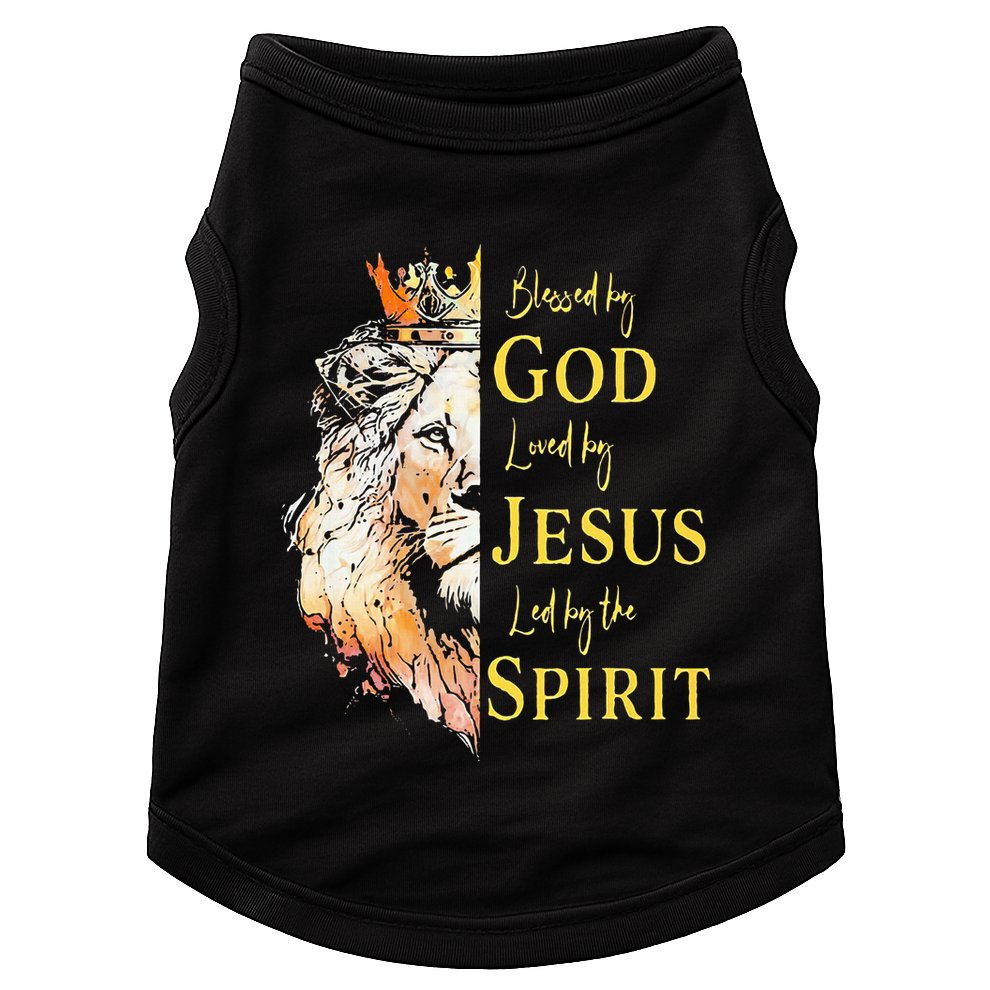 Lion Blessed By God Loved By Jesus Led Buy The Spirit Doggie Tank