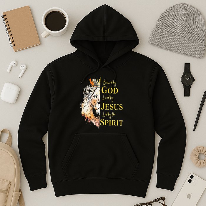 Lion Blessed By God Loved By Jesus Led Buy The Spirit Hoodie