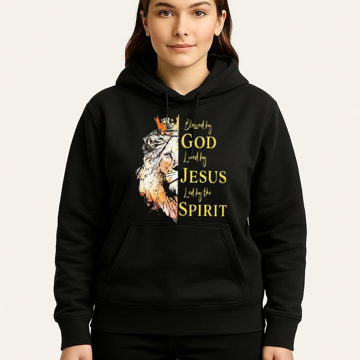 Lion Blessed By God Loved By Jesus Led Buy The Spirit Hoodie