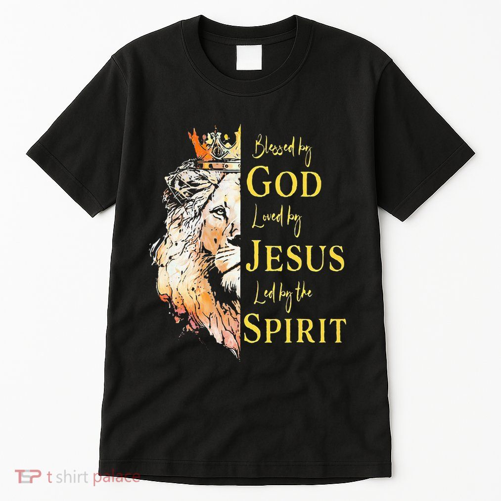 Lion Blessed By God Loved By Jesus Led Buy The Spirit Tall T-Shirt
