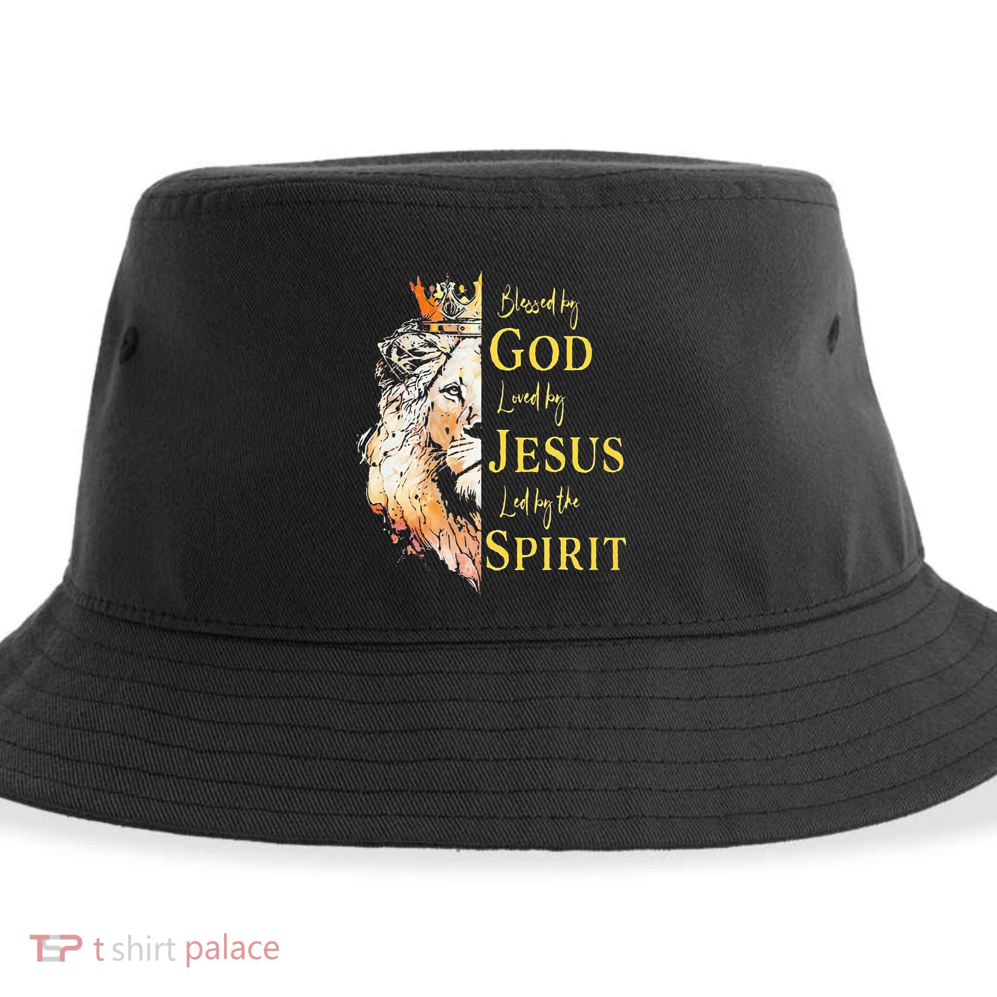 Lion Blessed By God Loved By Jesus Led Buy The Spirit Sustainable Bucket Hat