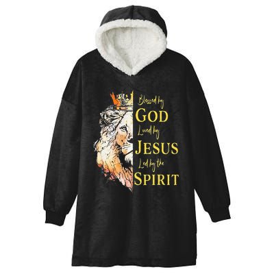 Lion Blessed By God Loved By Jesus Led Buy The Spirit Hooded Wearable Blanket