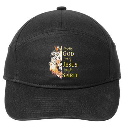 Lion Blessed By God Loved By Jesus Led Buy The Spirit 7-Panel Snapback Hat