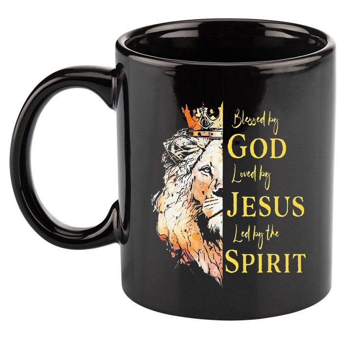 Lion Blessed By God Loved By Jesus Led Buy The Spirit 11oz C Handle Ceramic Mug
