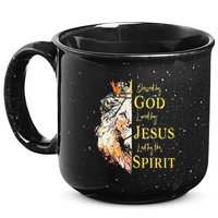 Lion Blessed By God Loved By Jesus Led Buy The Spirit 15oz Campfire Ceramic Mug