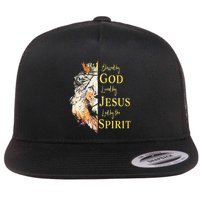 Lion Blessed By God Loved By Jesus Led Buy The Spirit Flat Bill Trucker Hat