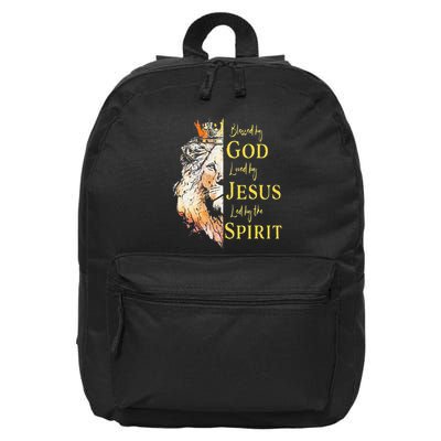 Lion Blessed By God Loved By Jesus Led Buy The Spirit 16 in Basic Backpack