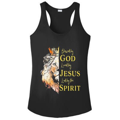 Lion Blessed By God Loved By Jesus Led Buy The Spirit Ladies PosiCharge Competitor Racerback Tank