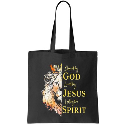 Lion Blessed By God Loved By Jesus Led Buy The Spirit Bag