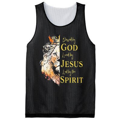 Lion Blessed By God Loved By Jesus Led Buy The Spirit Mesh Reversible Basketball Jersey Tank