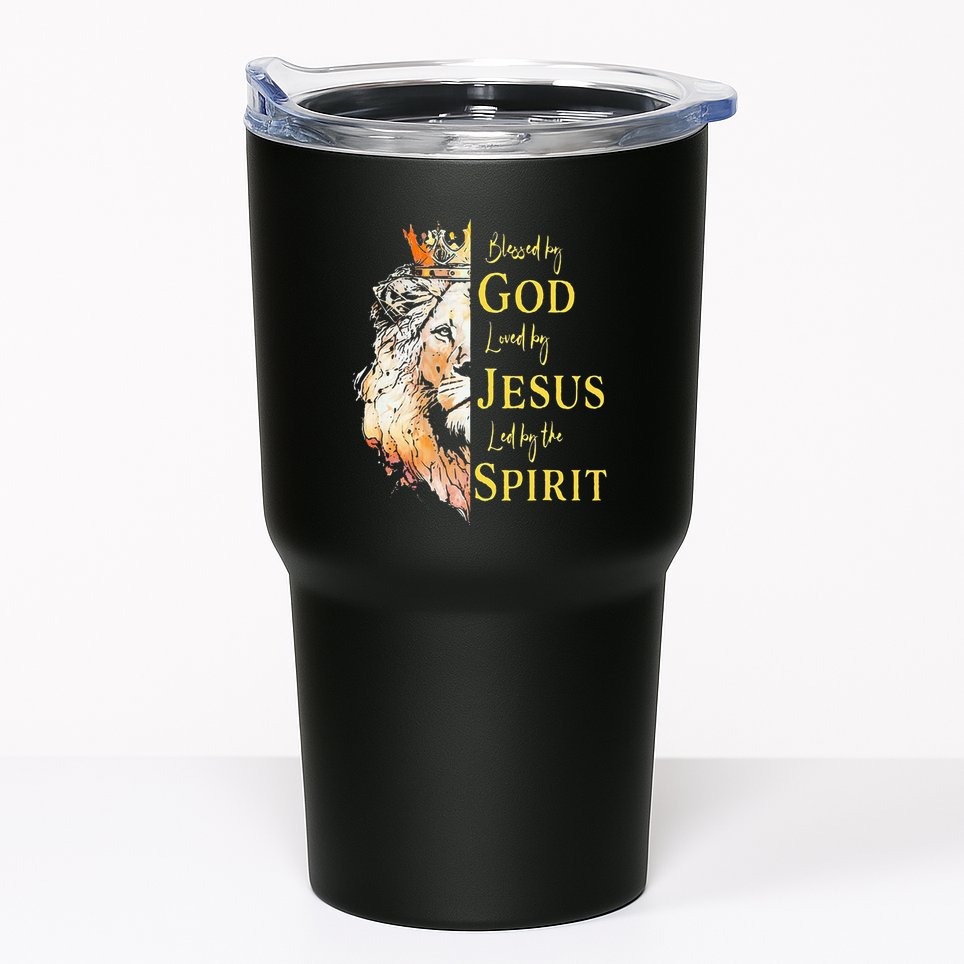 Lion Blessed By God Loved By Jesus Led Buy The Spirit Tumbler